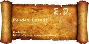 Rendes Dezső névjegykártya